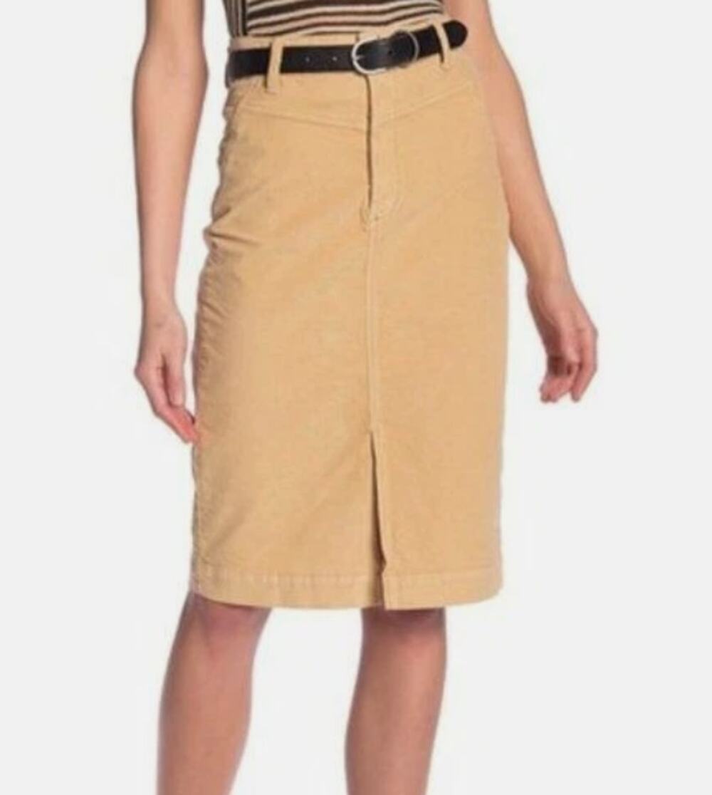 Free People Yellow Corduroy Skirt Womens 26 Academia Retro Boho Casual Librarian